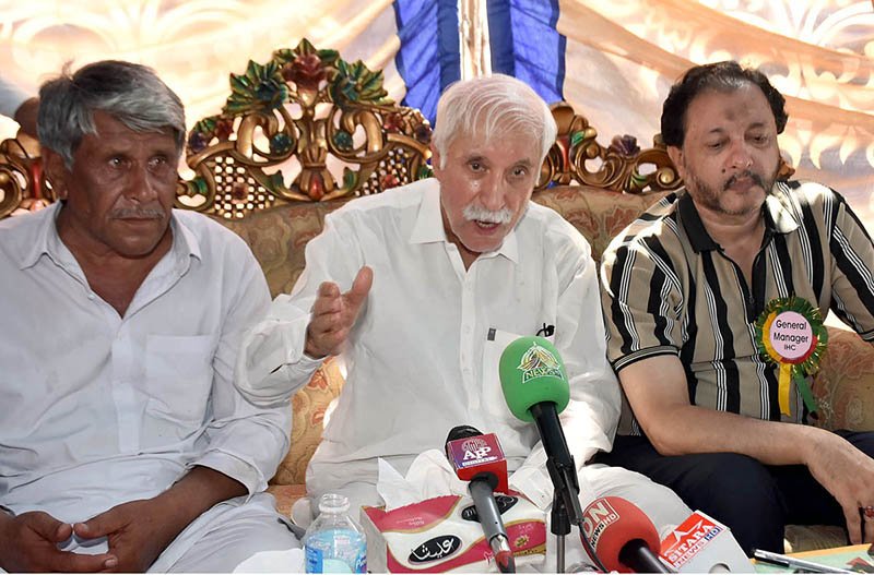 Federal Minister Qaiser Ahmed Sheikh Addresses Media at Chiniot Medical Camp