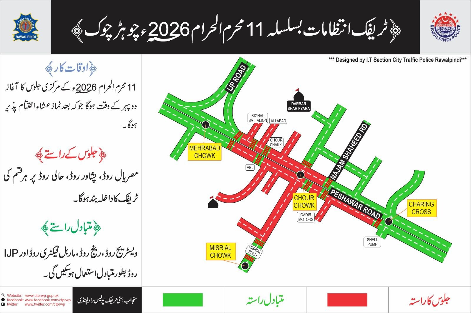 CTP Rawalpindi Announces Traffic Plan for 11th Muharram Procession