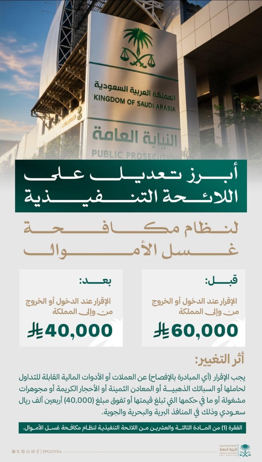 Saudi Arabia Revises Anti-Money Laundering Rules, Lowers Declaration Limit