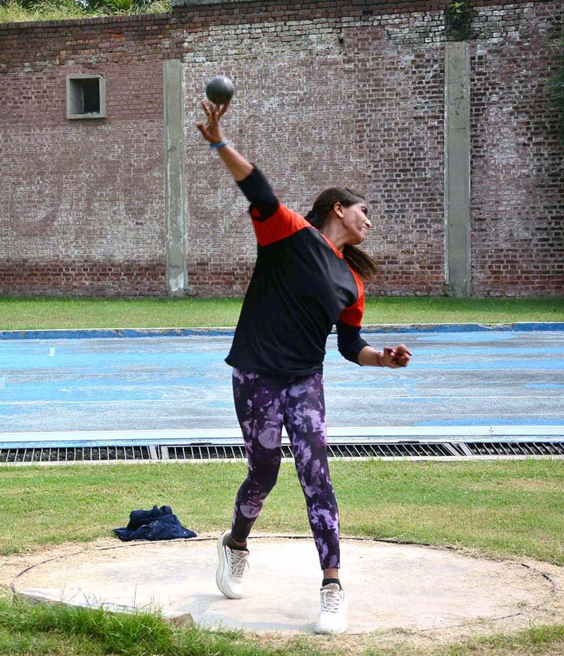Female Athletes Compete in Shot Put at Faisalabad’s Firdous Track